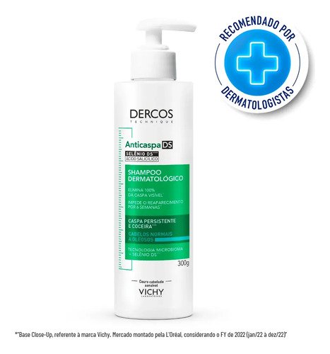 Shampoo Anticaspa Cabelos Normais a Oleosos, Dercos DS Vichy, 300g