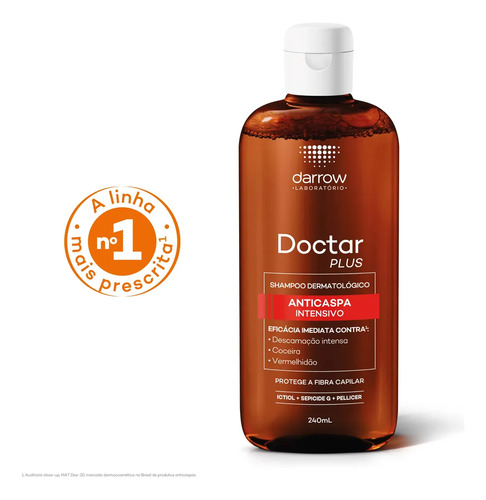 Shampoo anticaspa dermatológico Darrow Doctar Plus 240ml sem sulfatos