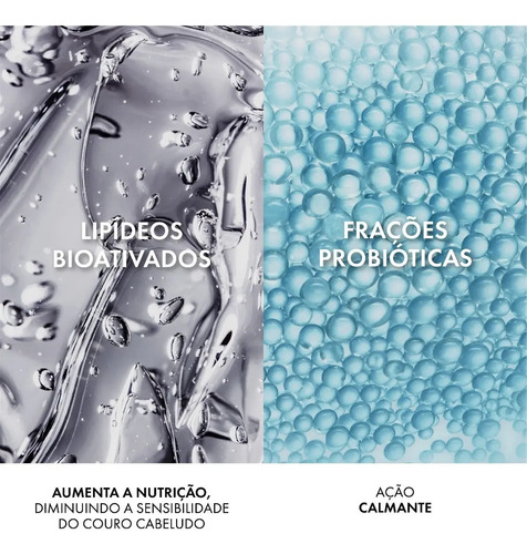 Shampoo de Limpeza Calmante para Couro Cabeludo Sensível, Alívio Instantâneo 48h, Nutrição e Brilho, Livre de Sulfatos, Parabenos e Corantes, Dercos SensiScalp Probiotic, Vichy 200ml