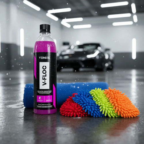 Shampoo V-floc Vonixx + Toalha Microfibra + Luva Microfibra