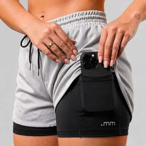 Short Duplo 2 Em 1 Fitness Bermuda Cintura Alta Feminino