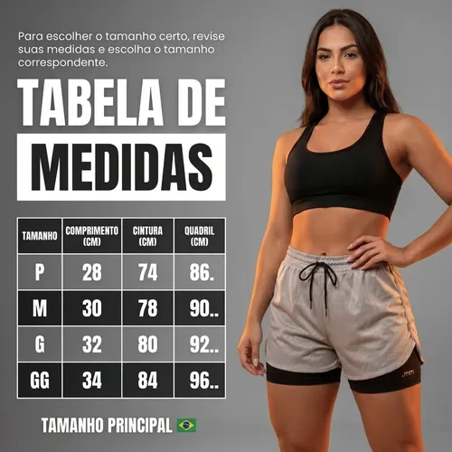 Short Duplo 2 Em 1 Fitness Bermuda Cintura Alta Feminino