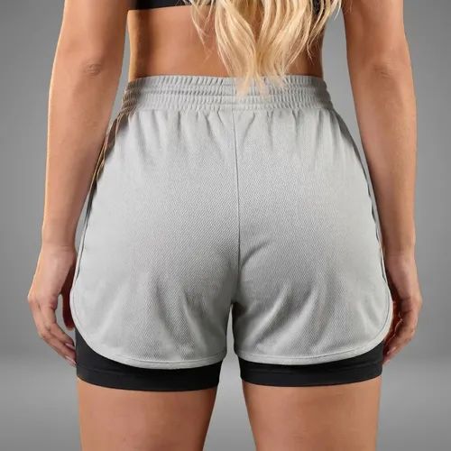 Short Duplo 2 Em 1 Fitness Bermuda Cintura Alta Feminino