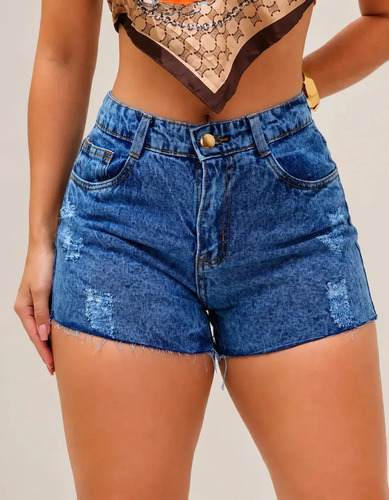 Short jeans feminino boyfriend cintura alta hot pants mom