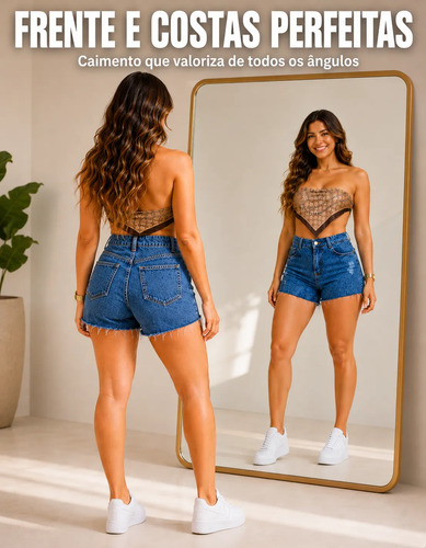 Short Jeans Feminino Boyfriend Cintura Alta Hot Pants Mom