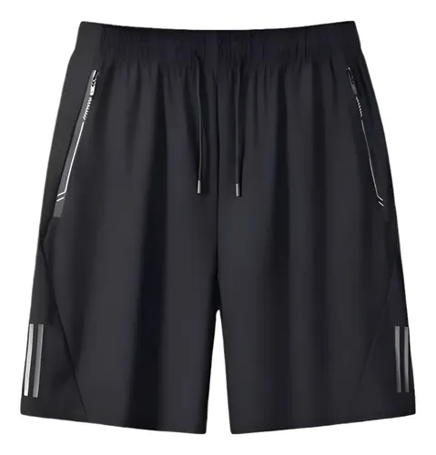 Short masculino bermuda 2 bolsos ziper secagem rapida fina