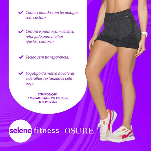 Short Selene Levanta Bumbum Sem Costura Sem Transparência
