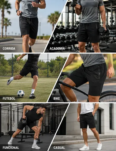 Shorts Esportivo Masculino Slim Fit Com Elastano Poliamida