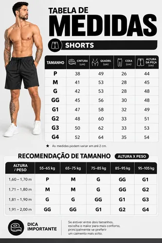 Shorts Esportivo Masculino Slim Fit Com Elastano Poliamida