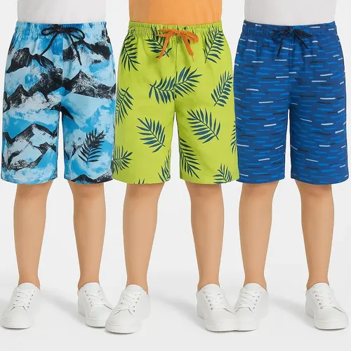 Shorts tactel infantil bermuda menino kit 4 pecas brinde