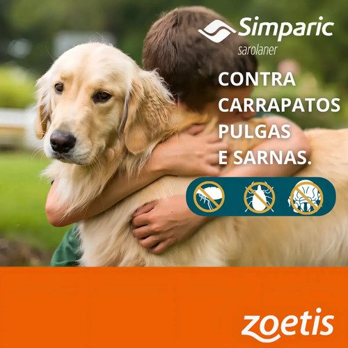 Simparic 80mg Cães 20 A 40kg Pulgas Carrapatos Sarnas 3 Comprimidos