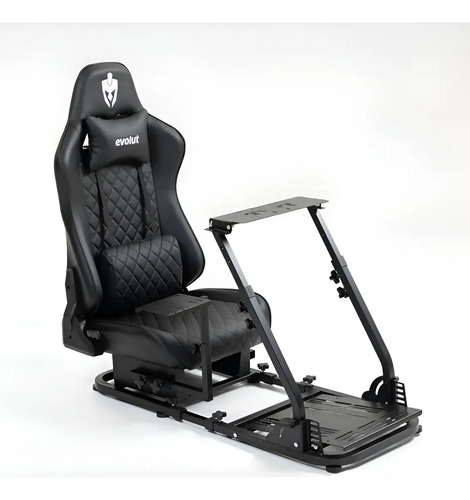 Simulador cockpit gamer suporte volante egc100 evolut em aco 1