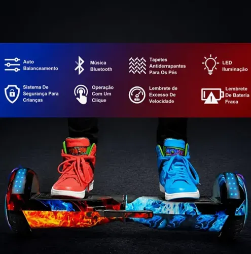 Skate Hoverboard Elétrico Led Música Infantil Adulto