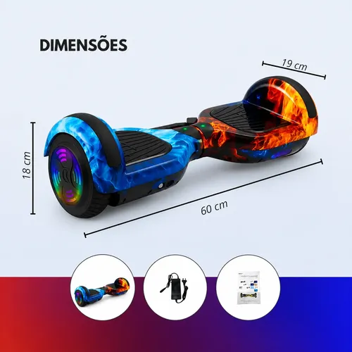 Skate Hoverboard Elétrico Led Música Infantil Adulto