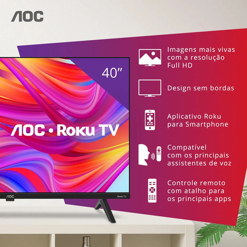Smart TV 40S5045/78G Série 5045 Full HD 40" Roku AOC Bivolt