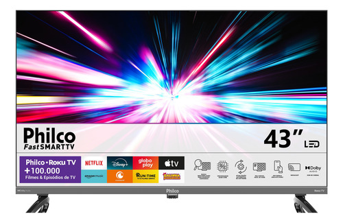 Smart tv 43 philco p43vik roku led dolby audio wi fi hdmi hd 1