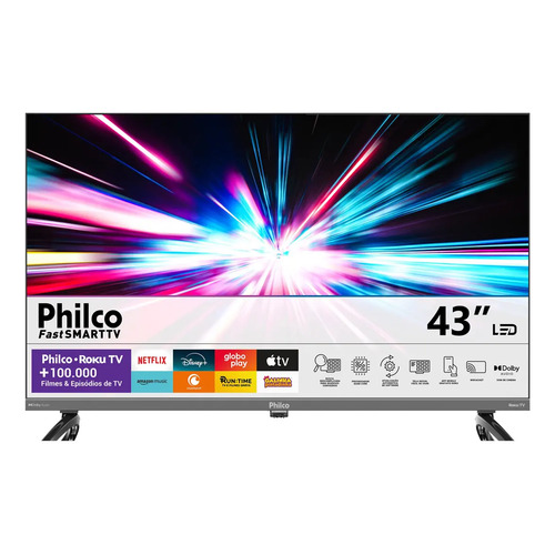 Smart tv 43 philco p43vik roku led dolby audio wi fi hdmi hd