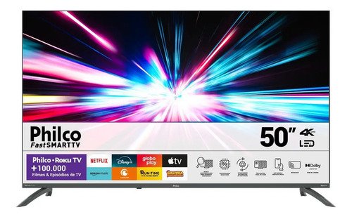 Smart tv 50 philco ptv50va4regb roku tv led dolby audio