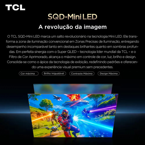 Smart Tv 75 4k 75c7l Sqd-mini Led Google Tv 144 Hz Tcl