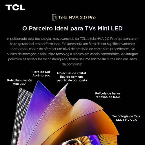 Smart Tv 75 4k 75c7l Sqd-mini Led Google Tv 144 Hz Tcl