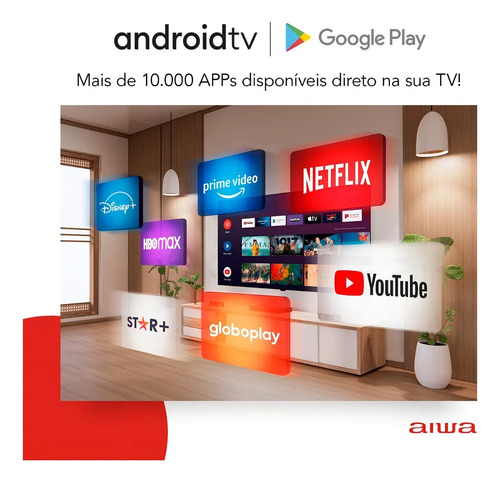 Smart TV AIWA 55” Android 4K Borda Ultrafina Dolby Vision&Atmos AWS-TV-55-BL-01-A