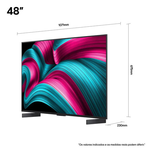 Smart TV LG OLED evo AI C5 4K 48 polegadas 2025 Processador α9 AI Ger 8 webOS 25 Intensificador de Brilho