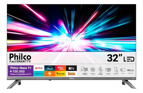 Smart tv philco 32 hd led roku tv bivolt alexa p32crb