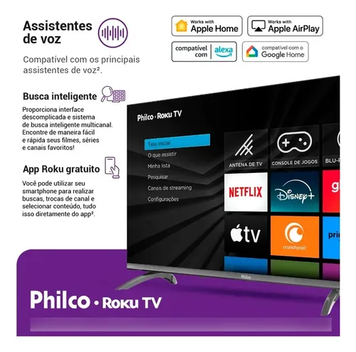 Smart Tv Philco 32'' Hd Led Roku Tv Bivolt Alexa P32crb