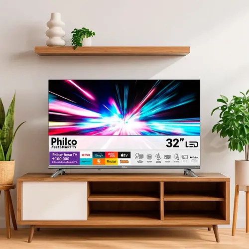 Smart Tv Philco 32'' Hd Led Roku Tv Bivolt Alexa P32crb