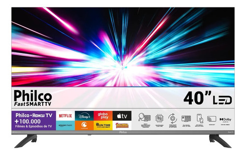 Smart tv philco 40 full hd roku tv hdr10 dolby audio p40cra