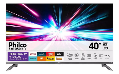 Smart tv philco 40 full hd roku tv ptv40 hdr10 dolby
