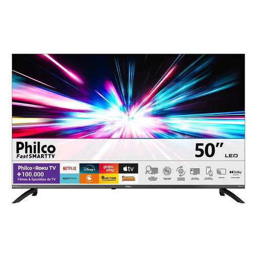 Smart tv philco 50 p50vik 4k uhd led roku dolby audio wi fi 1