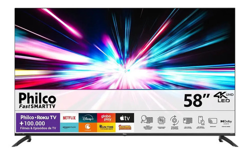 Smart tv philco 58 p58vik 4k roku dolby audio 1