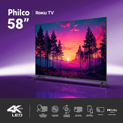 Smart Tv Philco 58 P58vik 4k Uhd Led Roku Dolby Audio Wi-fi Hdr10 110/220v