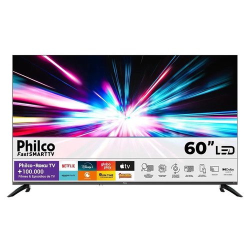 Smart tv philco 60 p60vik 4k uhd led roku dolby audio wi fi