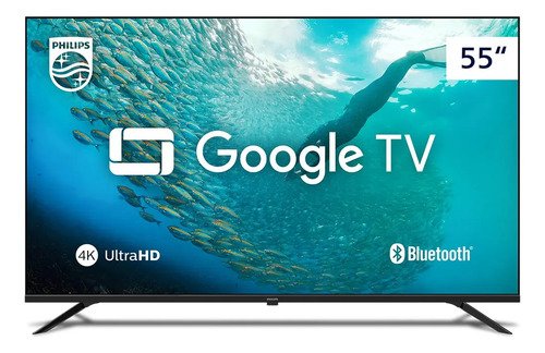 Smart tv philips 55 4k 55pug7019 google tv comando de voz