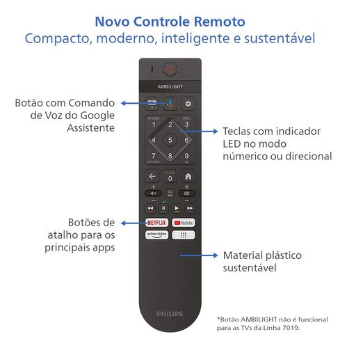 Smart Tv Philips 55 4k 55pug7019 Google Tv Comando De Voz