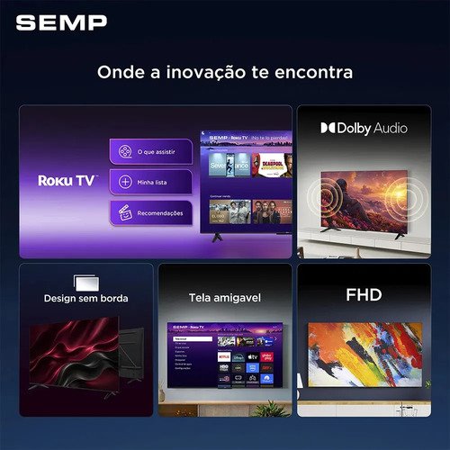 Smart Tv Semp 32 Polegadas Led Full Hd S42r Roku Tv Wi-Fi Dolby Audio Brilho Até 220 Nits 32s42r