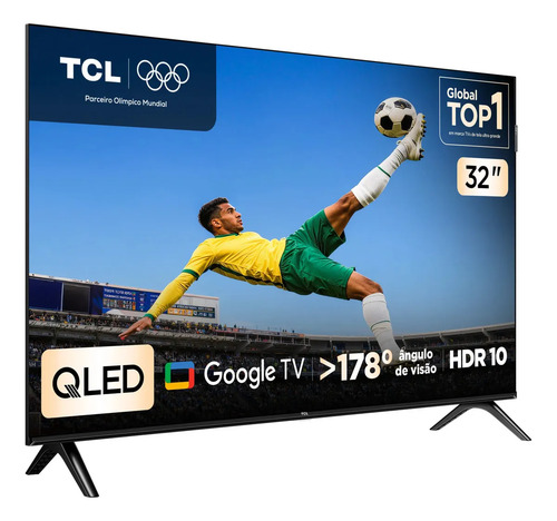 Smart TV TCL 32 Polegadas HD QLED S5K WiFi Bluetooth Google TV 2 HDMI HDR10 Dolby Audio 32S5K
