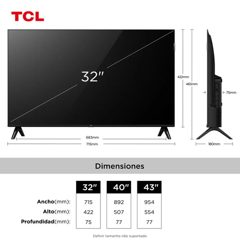 Smart TV TCL 32 Polegadas HD QLED S5K WiFi Bluetooth Google TV 2 HDMI HDR10 Dolby Audio 32S5K