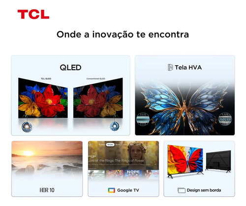 Smart TV TCL 32 Polegadas HD QLED S5K WiFi Bluetooth Google TV 2 HDMI HDR10 Dolby Audio 32S5K