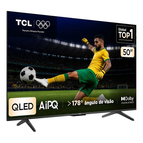 Smart TV TCL 50 Polegadas QLED 4K P7K WiFi Bluetooth Google TV HDR10+ Dolby Atmos Dolby Vision 50P7K