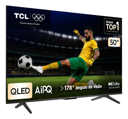 Smart TV TCL 50 Polegadas QLED 4K P7K WiFi Bluetooth Google TV HDR10+ Dolby Atmos Dolby Vision 50P7K