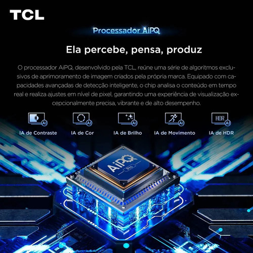 Smart TV TCL 55 Polegadas QLED 4K P7L WiFi Bluetooth Google TV HDR10+ 120 Hz VRR AIPQ 55P7L