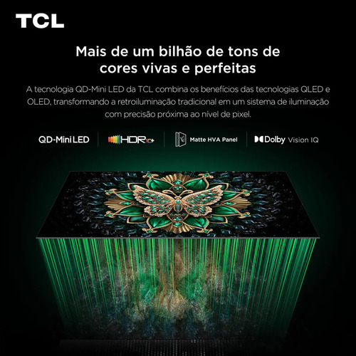 Smart TV TCL 55 Polegadas QLED Mini LED 4K C6K WiFi Bluetooth Google TV 4 HDMI 144Hz HDR10+ 55C6K