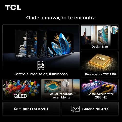 Smart TV TCL 65 Polegadas QLED Mini LED 4K A400M WiFi Bluetooth Google TV HDR10+ 144 Hz VRR 65A400M