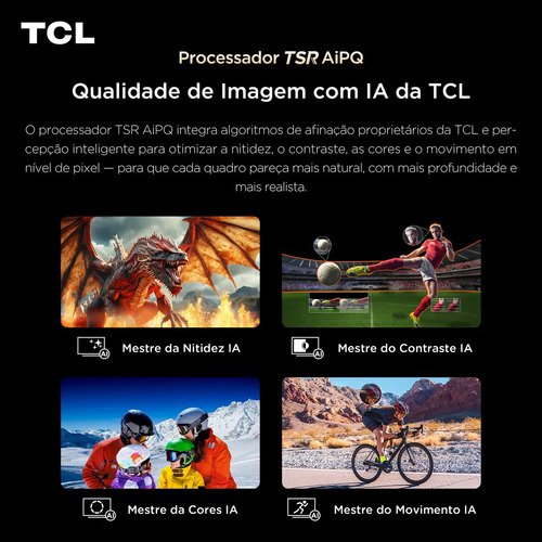 Smart TV TCL 65 Polegadas QLED Mini LED 4K A400M WiFi Bluetooth Google TV HDR10+ 144 Hz VRR 65A400M