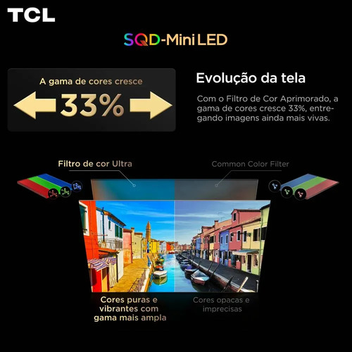 Smart TV TCL 85 Polegadas QLED 4K P8L WiFi Bluetooth Google TV HDR10+ 144 Hz VRR 85P8L