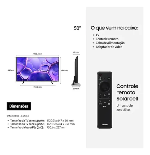 Smart Tv U8600f Crystal Uhd 4k 50 2025 Preto Samsung