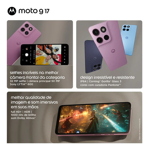 Smartphone G17 Tela 6,7 Polegadas 128GB 4G Motorola